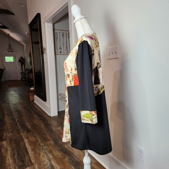 PARSLEY & SAGE BOHO VIBE MIXED PRINT AND SOLID LONG V-NECK 3/4 SLEEVE TOP SIZE S - Picture 9 of 11